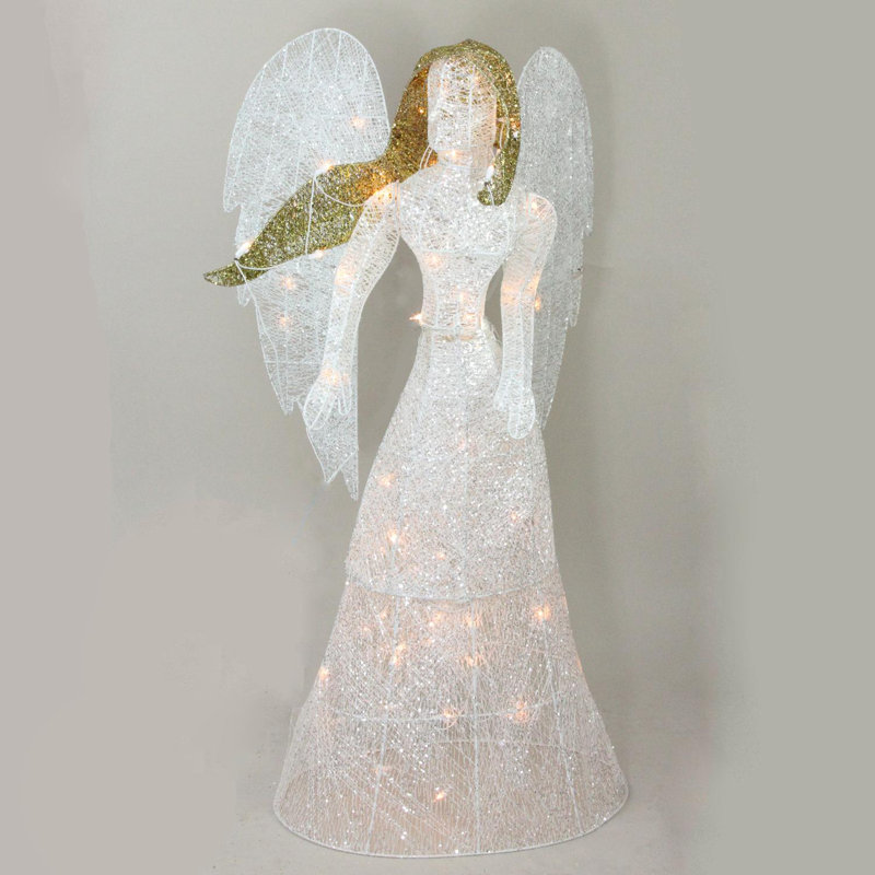 Northlight 48" LED Lighted White Glitter Angel Christmas Yard Art